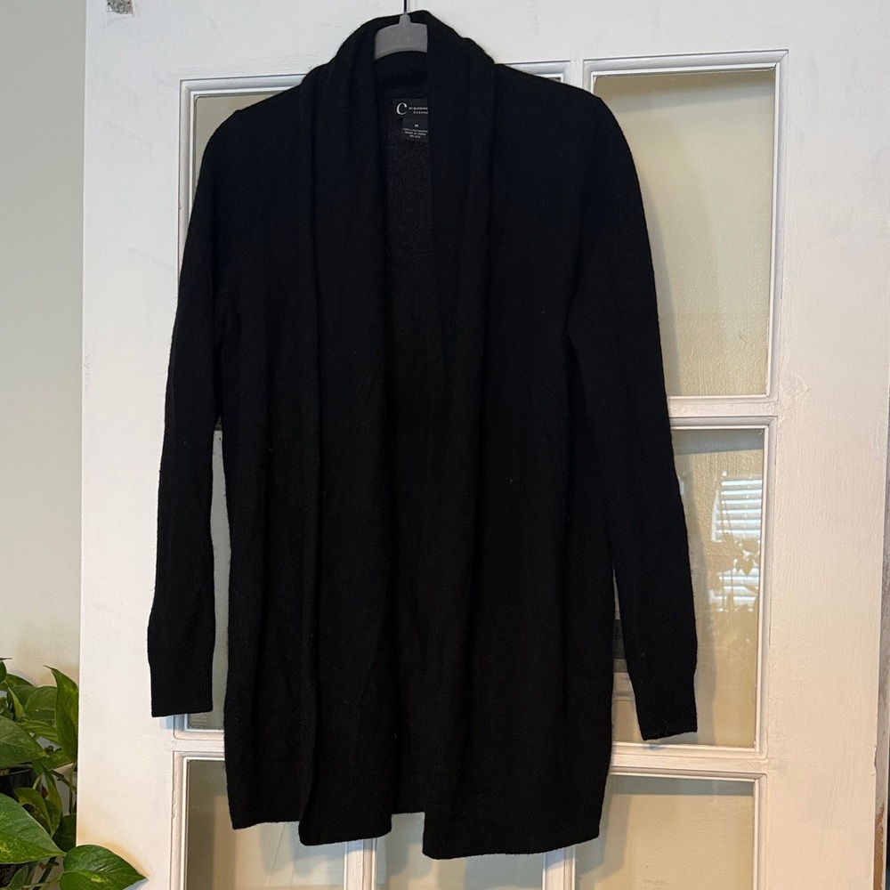 Elegant Black Open Front Cardigan